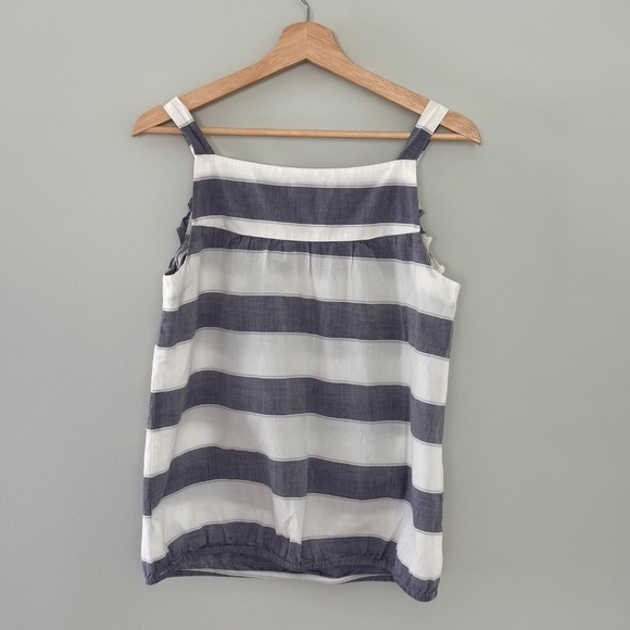 Loft Striped Blue/White Ruffle Tank Top Women's‎ Small - Picture 4 of 9
